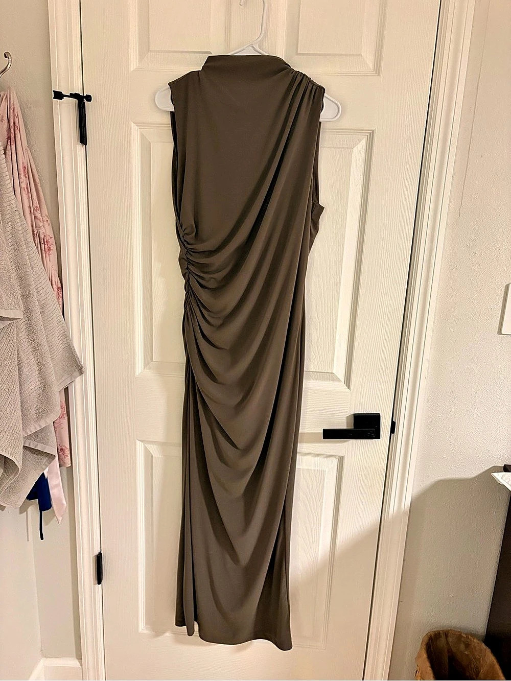Zara Draped Maxi Dress in Brown Size XL Like New